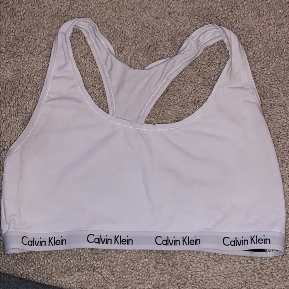 Calvin Klein white sports bra
